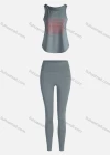 Wholesale Women's Sporty Breathable Quick Dry Letter Tank Top & High Waist Leggings 2 Piece Yoga Workout Outfits 1008#&1011# - Liuhuamall