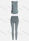 Wholesale Women's Sporty Breathable Quick Dry Letter Tank Top & High Waist Leggings 2 Piece Yoga Workout Outfits 1008#&1011# - Liuhuamall