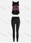 Wholesale Women's Sporty Breathable Quick Dry Letter Tank Top & High Waist Leggings 2 Piece Yoga Workout Outfits 1008#&1013# - Liuhuamall