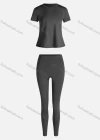 Wholesale Women's Sporty Breathable Quick Dry Letter T-shirt & High Waist Leggings 2 Piece Yoga Workout Outfits 1009#&1015# - Liuhuamall