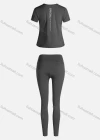 Wholesale Women's Sporty Breathable Quick Dry Letter T-shirt & High Waist Leggings 2 Piece Yoga Workout Outfits 1009#&1015# - Liuhuamall