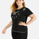 Women's Elegant Round Neck Embroidery Sequin Short Sleeve T-Shirt Black Clothing Wholesale Market -LIUHUA