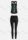Wholesale Women's Sporty Breathable Quick Dry Letter Tank Top & High Waist Leggings 2 Piece Yoga Workout Outfits 1009#&1010# - Liuhuamall
