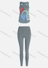 Wholesale Women's Sporty Breathable Quick Dry Letter Tank Top & High Waist Leggings 2 Piece Yoga Workout Outfits 1009#&1011# - Liuhuamall