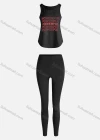 Wholesale Women's Sporty Breathable Quick Dry Letter Tank Top & High Waist Leggings 2 Piece Yoga Workout Outfits 1009#&1013# - Liuhuamall