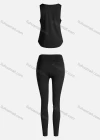 Wholesale Women's Sporty Breathable Quick Dry Letter Tank Top & High Waist Leggings 2 Piece Yoga Workout Outfits 1009#&1013# - Liuhuamall