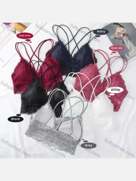 Wholesale Women's Pull-on Lace Trim Lingerie Bra With Removable Cup