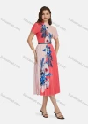 Wholesale Women's Elegant Mock Neck Floral Short Sleeve Chiffon Top 2-piece Set - Liuhuamall