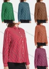 Wholesale Women's Casul Striped Print Long Sleeve Button Down Shirt - Liuhuamall