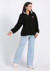 Wholesale Women's Casual Quarter Zip Stand Collar Embroidery Pullover Teddy Coat - Liuhuamall