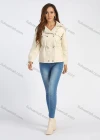 Wholesale Women's Fashion Lapel Button Closure Drawstring Leather Jacket - Liuhuamall