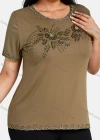 Wholesale Women's Elegant Round Neck Floral Embroidery Short Sleeve T-Shirt - Liuhuamall