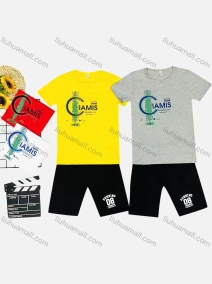 Wholesale Boy's Casual Letter Print Round Neck Short Sleeve Tee & Shorts 2 Piece Set, LIUHUA CLOTHING WHOLESALE