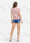 Wholesale Women's Casual Lace Perspective Sleeve Floral Print Blouse 1771# - Liuhuamall
