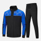 Men's Athletic Workout Splicing Colorblock Stand Neck Zip Jacket & Elastic Waist Ankle Length Pants 2 Piece Set Blue Clothing Wholesale Market -LIUHUA