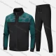 Wholesale Men's Athletic Workout Splicing Colorblock Stand Neck Zip Jacket & Elastic Waist Ankle Length Pants 2 Piece Set Green Clothing Wholesale Market Liuhua