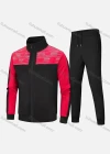Wholesale Men's Athletic Workout Splicing Colorblock Stand Neck Zip Jacket & Elastic Waist Ankle Length Pants 2 Piece Set - Liuhuamall