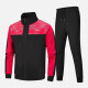 Men's Athletic Workout Splicing Colorblock Stand Neck Zip Jacket & Elastic Waist Ankle Length Pants 2 Piece Set Red Clothing Wholesale Market -LIUHUA