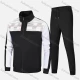 Wholesale Men's Athletic Workout Splicing Colorblock Stand Neck Zip Jacket & Elastic Waist Ankle Length Pants 2 Piece Set White Clothing Wholesale Market Liuhua
