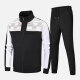 Men's Athletic Workout Splicing Colorblock Stand Neck Zip Jacket & Elastic Waist Ankle Length Pants 2 Piece Set White Clothing Wholesale Market -LIUHUA