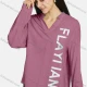 Wholesale Women's Notched Neck Buckle Strap Cuff Hot Stamping Letter High Low Hem Tunic 4# Clothing Wholesale Market Liuhua