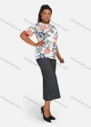 Wholesale Women's Floral Print Round Neck Short Sleeve Casual T-Shirt - Liuhuamall