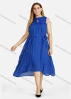 Wholesale Women's Linen Plain Sleeveless Keyhole Neck Midi Dress With Belt - Liuhuamall