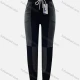 Wholesale Women's Casual Patchwork Drawstring Sweatpants With Pockets Dark Green & Black Clothing Wholesale Market Liuhua