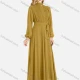 Wholesale Women's Plain Tie Front Zipper Back Long Sleeve Mock Neck Maxi Dress 4# Clothing Wholesale Market Liuhua