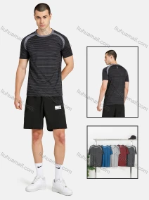 Wholesale Men's Sporty Crew Neck Short Sleeve Striped T-Shirt, LIUHUA CLOTHING WHOLESALE