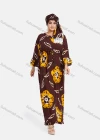 Wholesale Women's African 3/4 Sleeve Plus Size Tie Dye Floral Print Maxi Kaftan Dress With Turban ZXV-630D2# - Liuhuamall