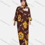 Wholesale Women's African 3/4 Sleeve Plus Size Tie Dye Floral Print Maxi Kaftan Dress With Turban ZXV-630D2# preview