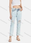 Wholesale Women's Casual Ripped High Waist Straight Leg Ankle Length Jean - Liuhuamall