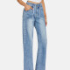 Women's Casual Multiple Pockets Wash Jeans Blue Clothing Wholesale Market -LIUHUA