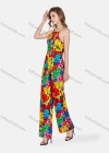 Wholesale Women's Casual Spaghetti Strap Colorblock Tie Back Backless Jumpsuit 1819# - Liuhuamall