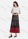 Wholesale Women's Casual Vintage Allover Print Colorblock High Waist Ruffle Hem Maxi Skirts - Liuhuamall