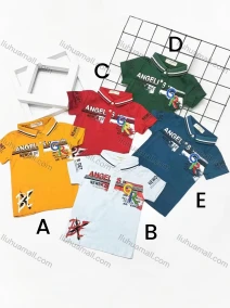 Wholesale Boys Casual Short Sleeve Embroidery Letter Graphic Button Front Polo Shirts, LIUHUA CLOTHING WHOLESALE