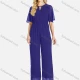 Wholesale Women's Casual Plain Cut Out Neck Zip Back Mesh Short Sleeve Jumpsuit 66# Clothing Wholesale Market Liuhua