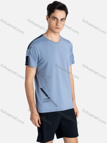 Wholesale Men's Sporty Crew Neck Breathable Contrast Reflective Stripes Quick Drying T-shirts, LIUHUA CLOTHING WHOLESALE