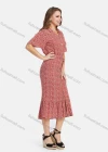 Wholesale Women's Casual Floral Print A-Line Button Down Ruffle Hem Midi Shirt Dress With Belt - Liuhuamall