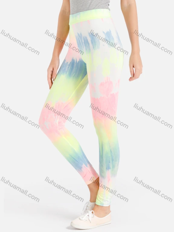 Wholesale Women's Tie Dye High Waist Crop Leggings