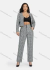Wholesale Women's Business V Neck Single Breasted Blazer & Trouser Plaid 2-Piece Suit Set 9132-2# - Liuhuamall
