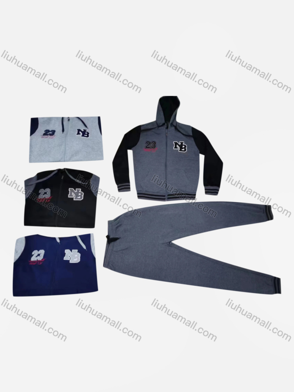 Wholesale Men's Casual Hooded Jacket & Drawstring Sweatpants 2-piece Set 2033#