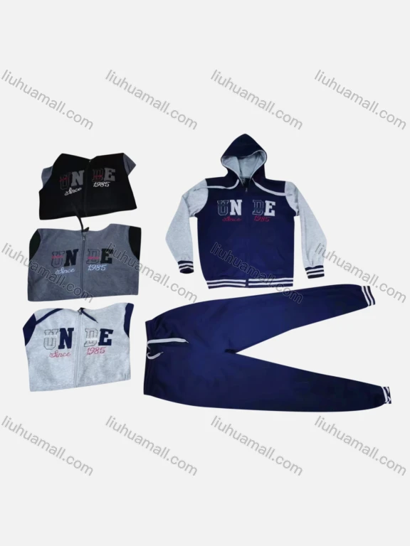 Wholesale Men's Casual Hooded Jacket & Drawstring Sweatpants 2-piece Set 2034#