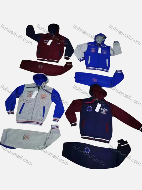 Wholesale Unisex Casual Hooded Pockets Zipper Jacket & Drawstring Sweatpants 2-piece Set 706#