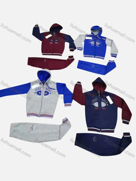 Wholesale Unisex Casual Hooded Pockets Zipper Jacket & Drawstring Sweatpants 2-piece Set 707#