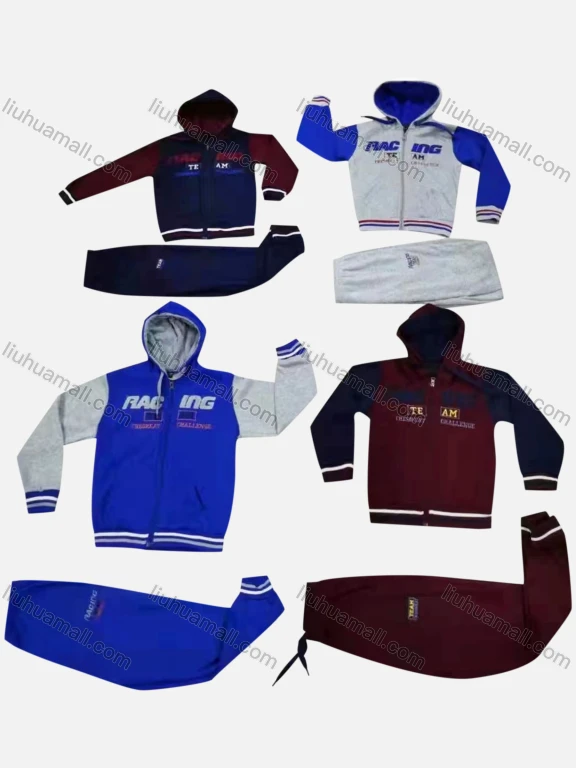 Wholesale Unisex Casual Hooded Pockets Zipper Jacket & Drawstring Sweatpants 2-piece Set 709#