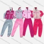 Wholesale Girls Casual Fuzzy Hooded Zipper Jacket & Sweatpants 2-piece Set 8820# preview