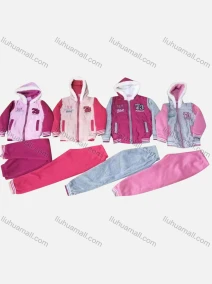 Wholesale Girls Casual Fuzzy Hooded Zipper Jacket & Sweatpants 2-piece Set 8819#, LIUHUA CLOTHING WHOLESALE