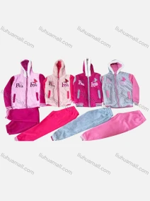 Wholesale Girls Casual Fuzzy Hooded Zipper Jacket & Sweatpants 2-piece Set 8818#, LIUHUA CLOTHING WHOLESALE